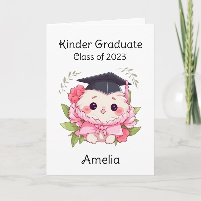 Cute Kawaii Kindergarten Graduate Announcement (Front)
