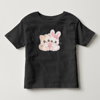Cute Kawaii Kitten and Bunny Best Friends T-Shirt