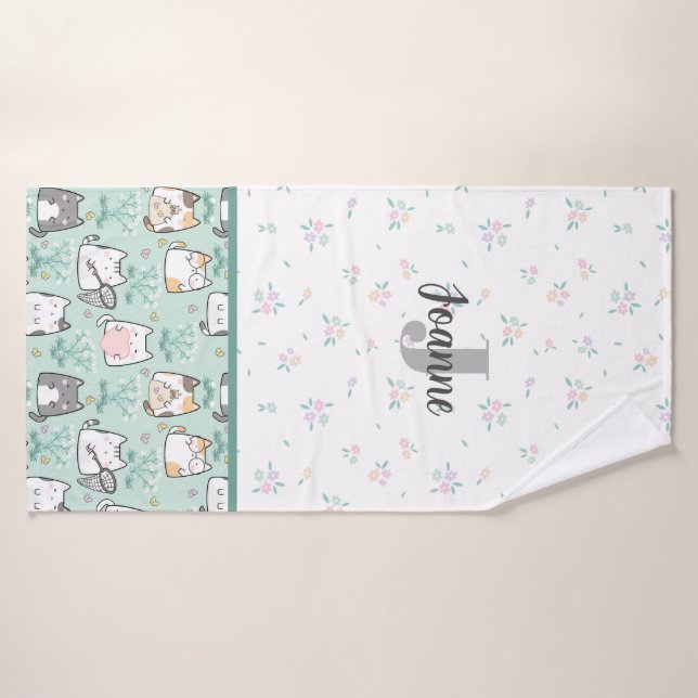 Cute Kawaii Kitten Bath Towel (Bath Towel)