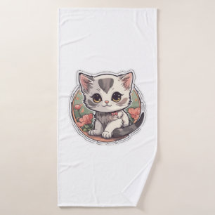 Cute Kawaii Kitten   Bath Towel