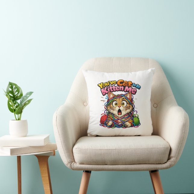 Cute Kawaii Kitten Cat Throw Pillow (Chair)