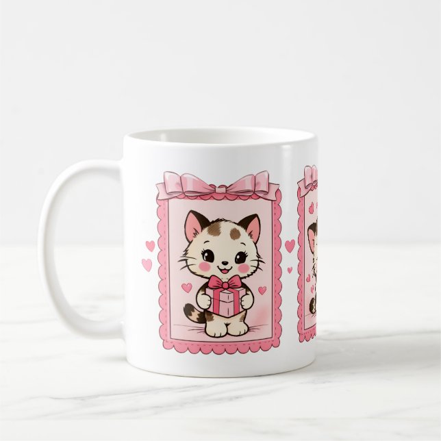 Cute Kawaii Kitten Love Mug (Left)