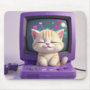 Cute Kawaii Kitten Retro Computer Mouse Pad