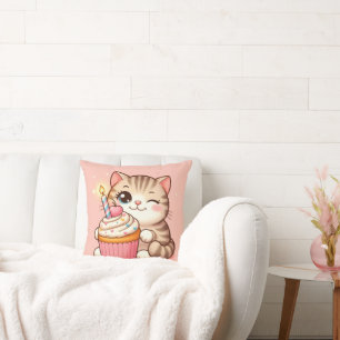 Cute Kawaii kitten with Cupcake Cushion