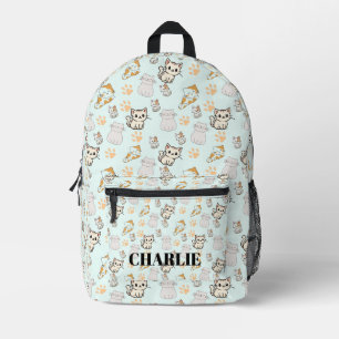 Cute Kawaii Kittens & Paws Personalised Backpack