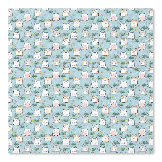 Cute kawaii kitty pattern azure blue wallpaper