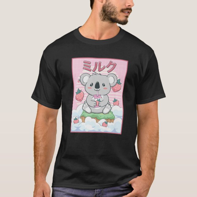 Cute Kawaii Koala Bear Strawberry Milk T-Shirt (Front)