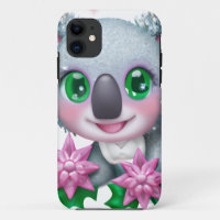 Cute Kawaii Koala Bear with Flowers
