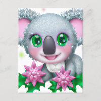 Cute Kawaii Koala Bear with Flowers