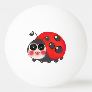 Cute Kawaii Ladybug Hand Drawn Happy Ladybird Ping Pong Ball