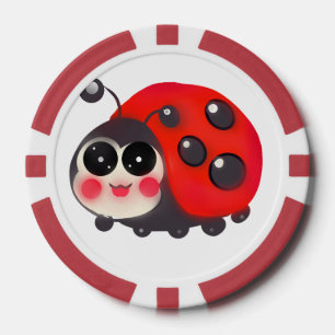 Cute Kawaii Ladybug Hand Drawn Happy Ladybird Poker Chips