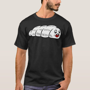 Cute Kawaii Larva Eating White Fly Worm Cartoon. T-Shirt