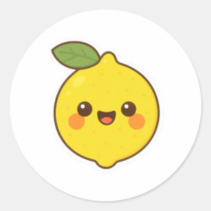 Cute Kawaii Lemon Classic Round Sticker