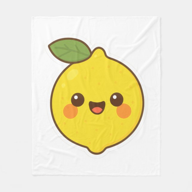 Cute Kawaii Lemon Fleece Blanket (Front)