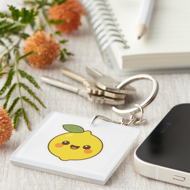 Cute Kawaii Lemon Key Ring (Front Right)