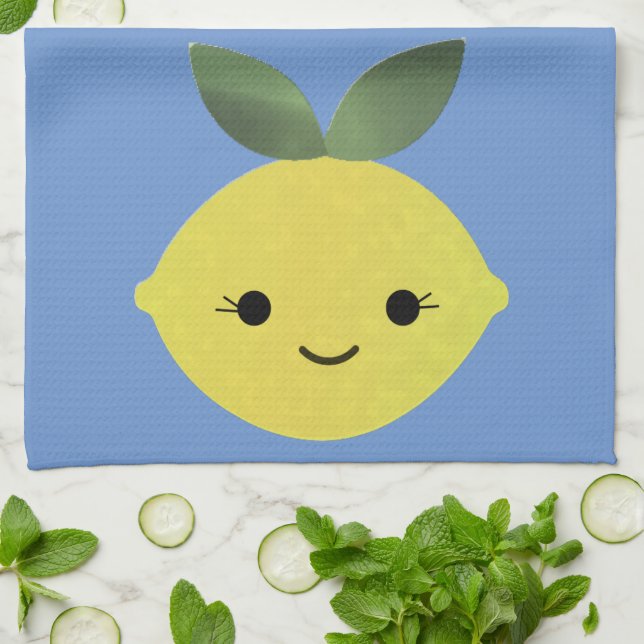 Cute Kawaii Lemon Tea Towel (Folded)