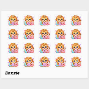 Cute Kawaii Leo Lion Name Pastel Pink Crown Sparkl Square Sticker
