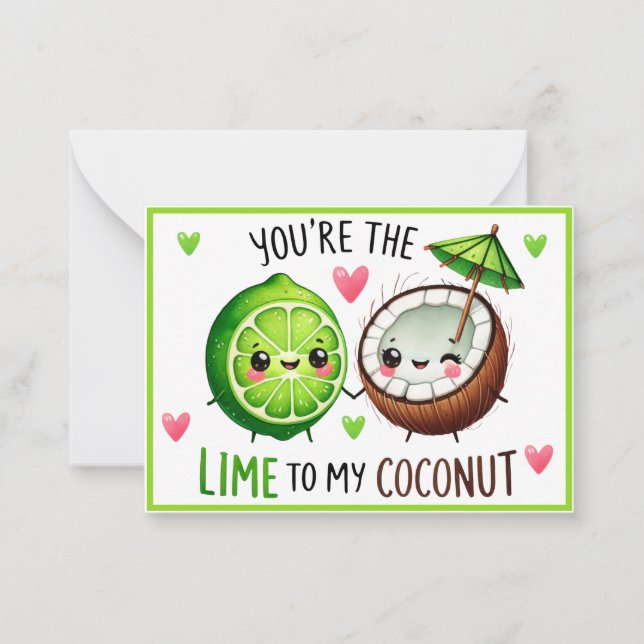 Cute Kawaii Limes and Coconut Card (Front)