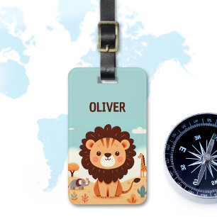 Cute Kawaii Lion with Safari Friends Luggage Tag