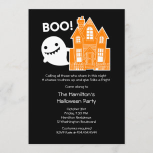 Cute Kawaii Little Ghost Halloween Invitation