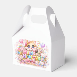 Cute Kawaii Made With Love Cat Name Pastel Pink Fl Favour Box