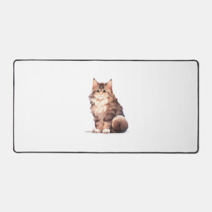 Cute Kawaii Maine Coon Big Cat   Desk Mat