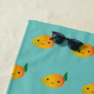 Cute Kawaii Mango Pattern Beach Towel
