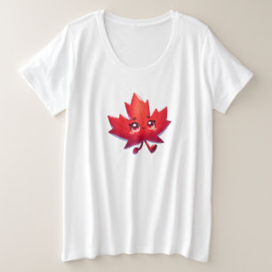 Cute Kawaii Maple Leaf   Elbows Up Canada Plus Size T-Shirt