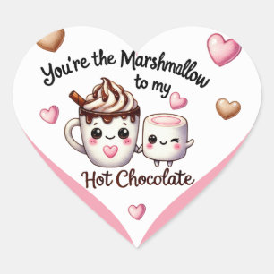 Cute Kawaii Marshmallow and Hot Chocolate Heart Sticker