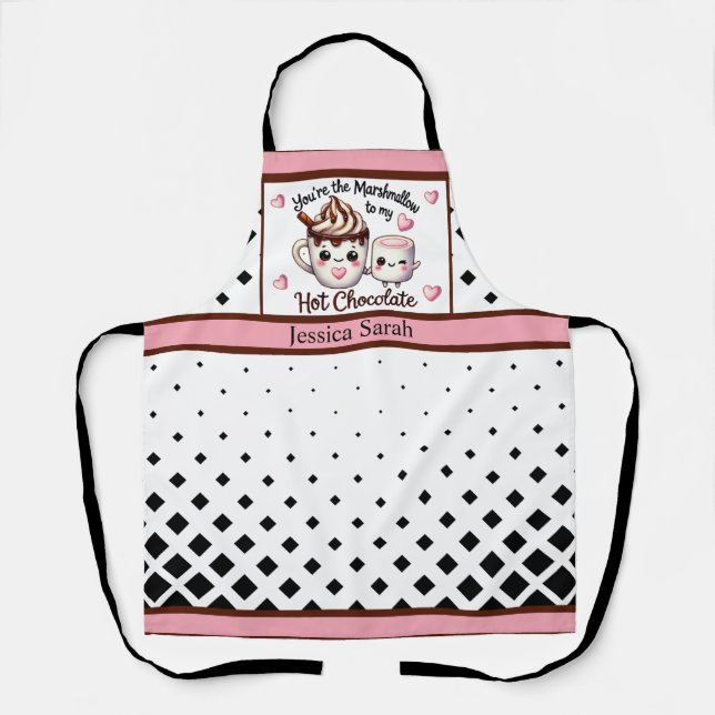 Cute Kawaii Marshmallows and Chocolate Apron (Front)