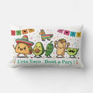 Cute Kawaii Mexican Food Party - Taco Burrito Avoc Lumbar Cushion