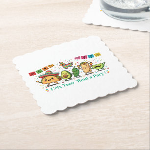 Cute Kawaii Mexican Food Party - Taco Burrito Avoc Paper Coaster