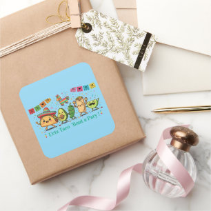 Cute Kawaii Mexican Food Party - Taco Burrito Avoc Square Sticker