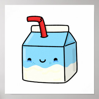 Cute Kawaii Milk Box Poster