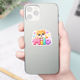 Cute Kawaii Milo Dog Name Pastel Pink Sparkling Pu