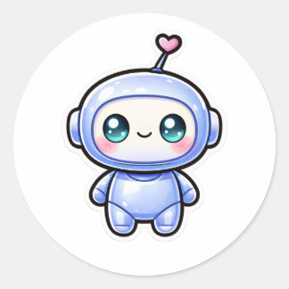Cute Kawaii Mini Robot Classic Round Sticker