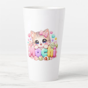 Cute Kawaii Mochi Cat Name Pastel Pink Sparkling K Latte Mug