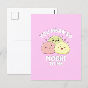 Cute Kawaii Mochi Food Pun Pastel Love Quote Postcard