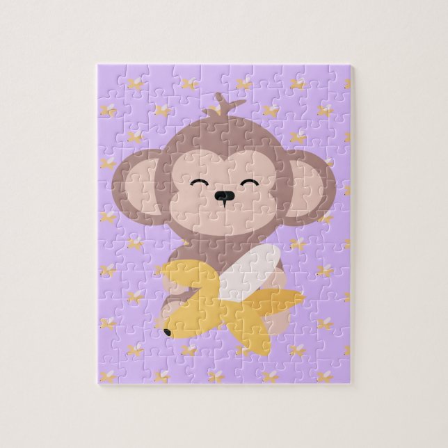 Cute Kawaii Monkey with Banana Jigsaw Puzzle (Vertical)