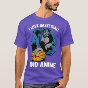 Cute Kawaii Monkeys - I Love Basketball And Anime T-Shirt
