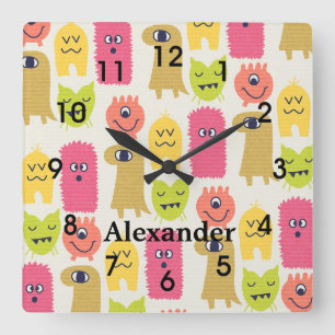 Cute Kawaii Monsters Nursery Wall Clock