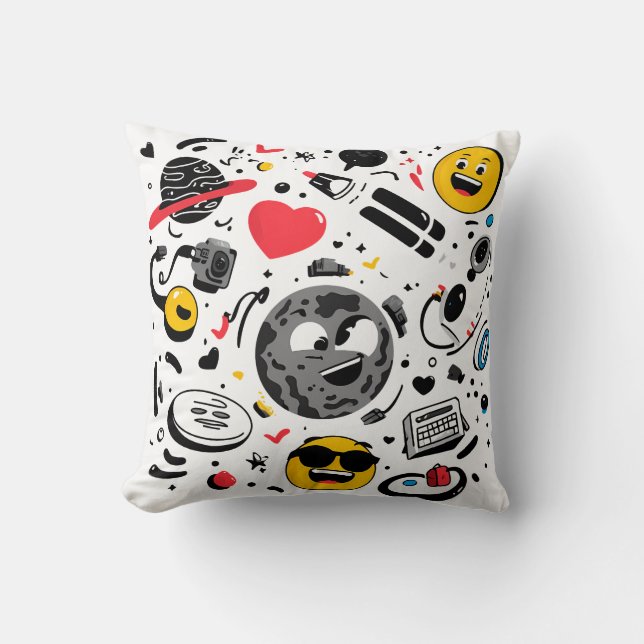 Cute Kawaii Moon Cartoon Decorative Pillow (Front)