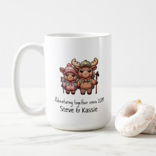 Cute Kawaii Moose Couple Adventuring Together  Coffee Mug