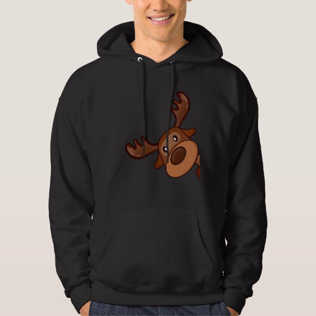 Cute Kawaii Moose Elk Deer Funny Alaska Moose Hoodie (Front)