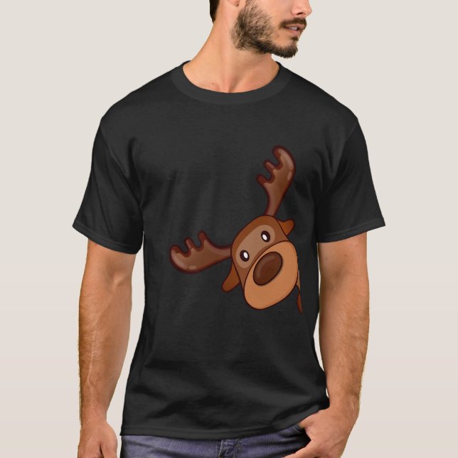 Cute Kawaii Moose Elk Deer Funny Alaska Moose T-Shirt (Front)