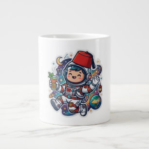 Cute Kawaii Moroccan Astronaut Mint Tea FezSticker Large Coffee Mug