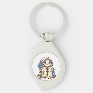 Cute Kawaii Moroccan Barnous Cloak and Khamsa Hand Key Ring