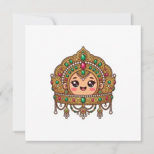 Cute Kawaii Moroccan Bridal Crown TraditionSticker Thank You Card