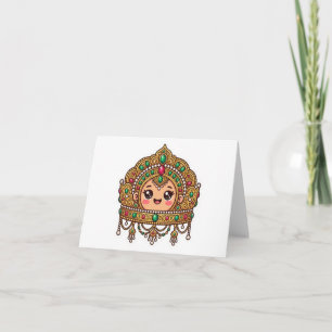 Cute Kawaii Moroccan Bridal Crown TraditionSticker Thank You Card