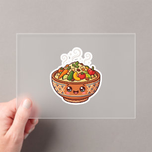 Cute Kawaii Moroccan Couscous Food Bowl Sticker Acrylic Invitations